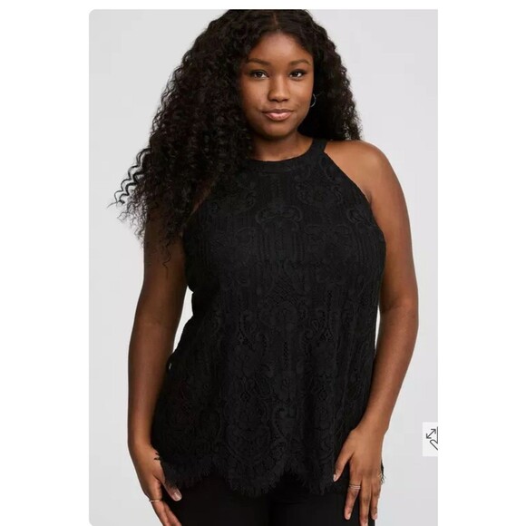 TORRID Mixed Lace Goddess Top Tank Plus Size 3X Black NEW Blouse Holiday Party - Picture 1 of 12